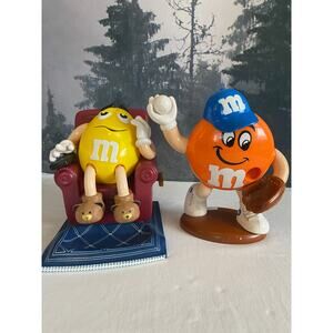 M&M's Dispenser Lot: Yellow in Recliner & Orange Baseball Player Collectibles